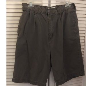 Vintage 90s Express Loose Fit Hi Rise Pleat Front Khaki Shorts 32W